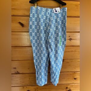 Blue Patterned Women's Cropped Pants